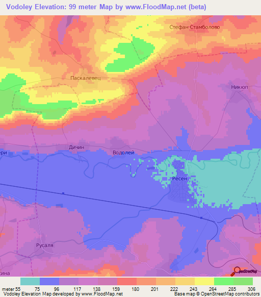 Vodoley,Bulgaria Elevation Map