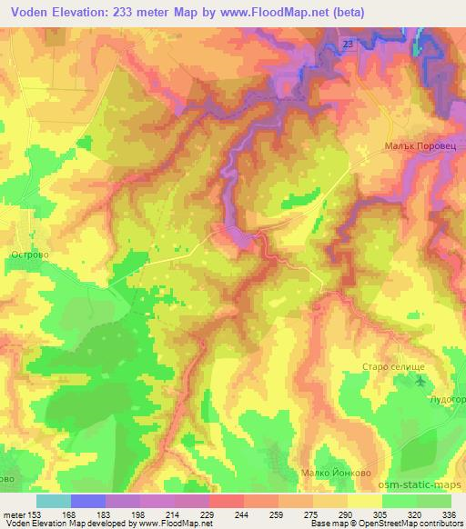 Voden,Bulgaria Elevation Map