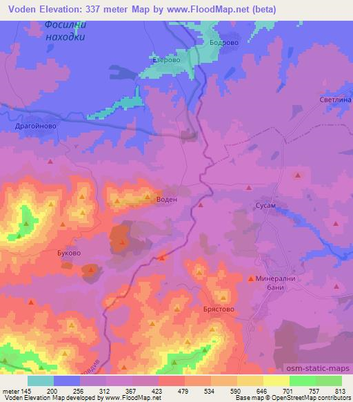 Voden,Bulgaria Elevation Map
