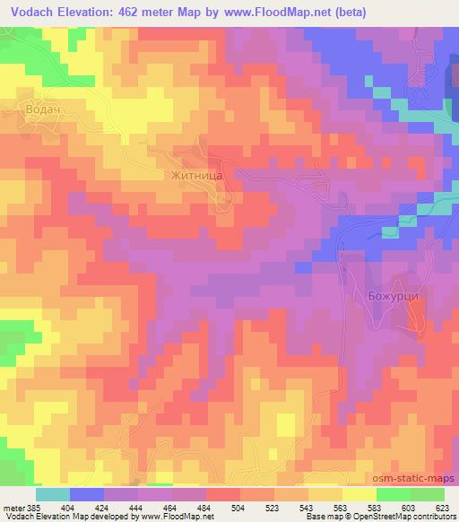 Vodach,Bulgaria Elevation Map