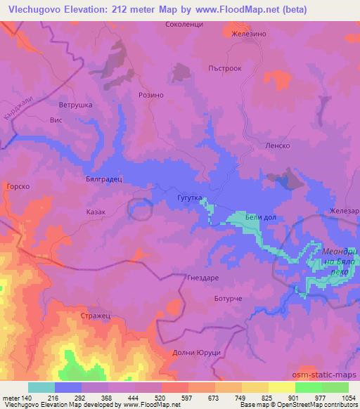Vlechugovo,Bulgaria Elevation Map