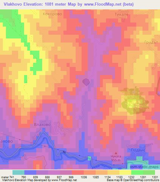 Vlakhovo,Bulgaria Elevation Map