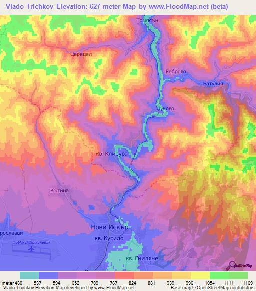 Vlado Trichkov,Bulgaria Elevation Map
