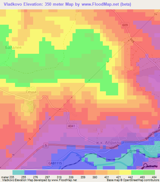 Vladkovo,Bulgaria Elevation Map