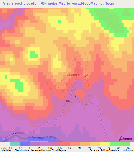 Vladislavtsi,Bulgaria Elevation Map