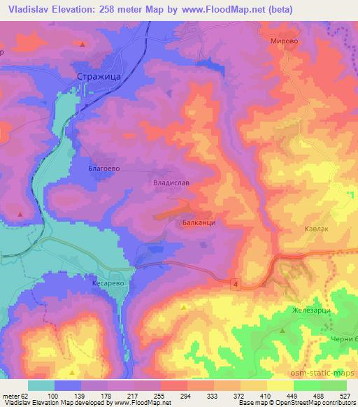 Vladislav,Bulgaria Elevation Map