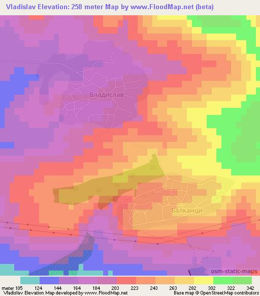 Vladislav,Bulgaria Elevation Map