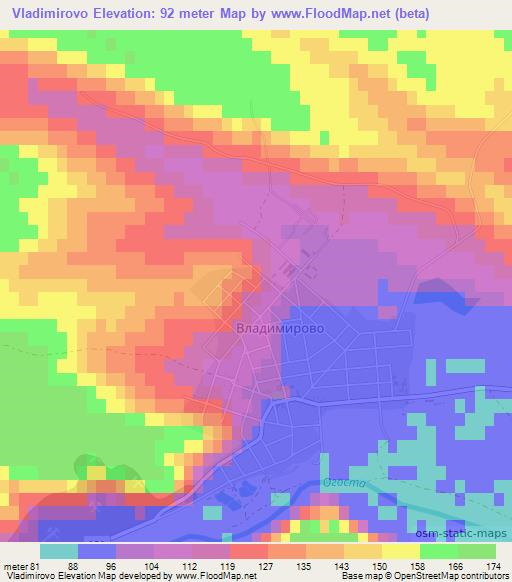 Vladimirovo,Bulgaria Elevation Map