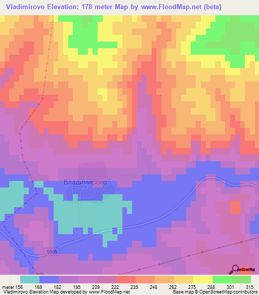 Vladimirovo,Bulgaria Elevation Map
