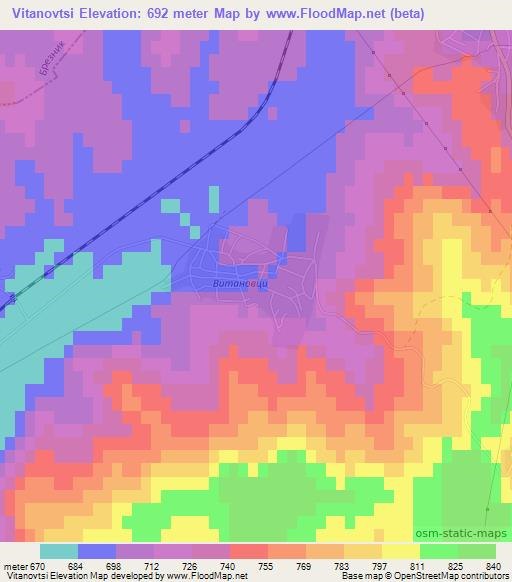 Vitanovtsi,Bulgaria Elevation Map