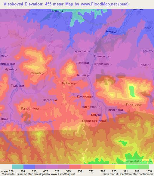 Visokovtsi,Bulgaria Elevation Map