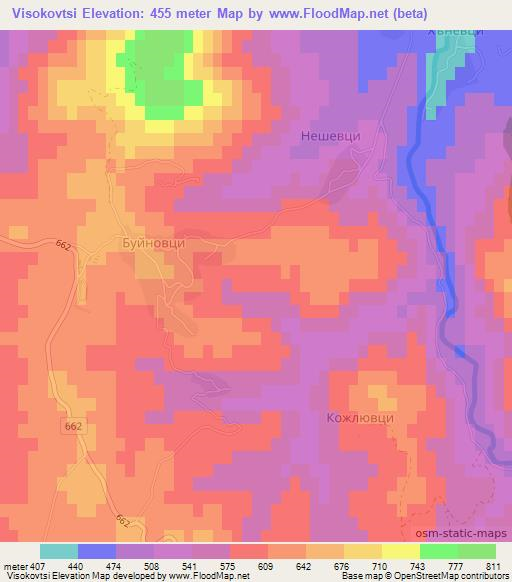 Visokovtsi,Bulgaria Elevation Map