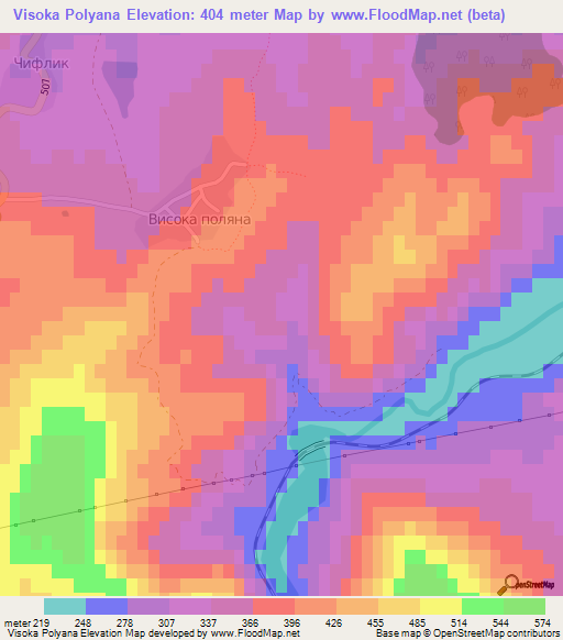 Visoka Polyana,Bulgaria Elevation Map