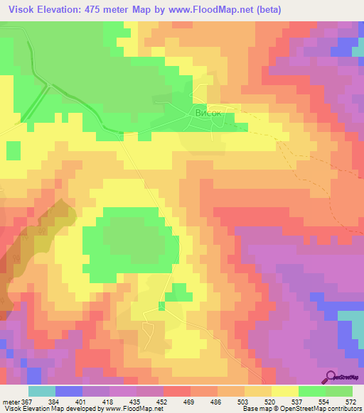 Visok,Bulgaria Elevation Map