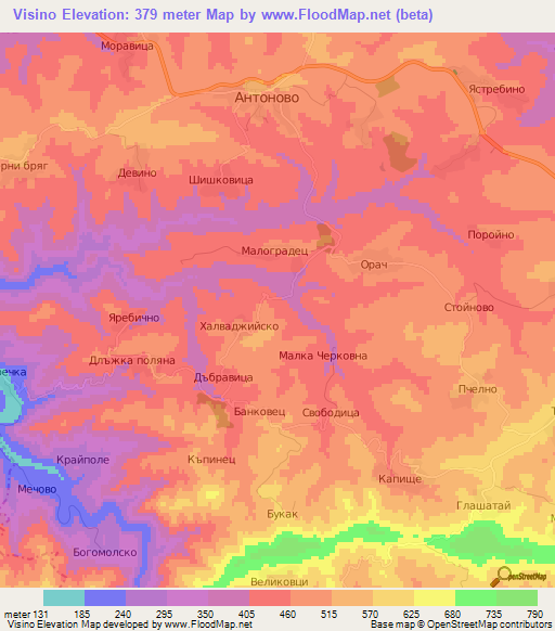 Visino,Bulgaria Elevation Map