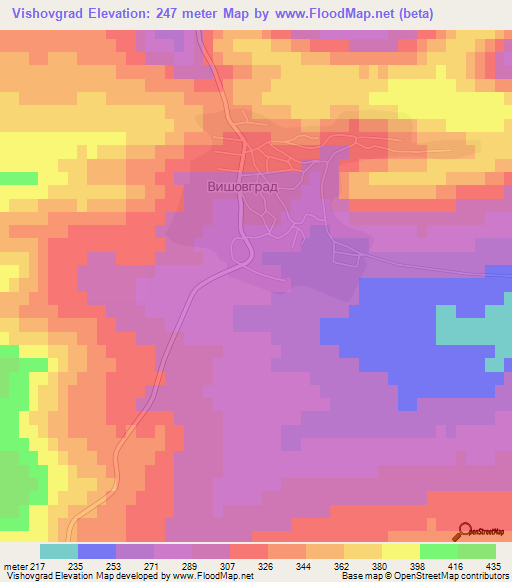Vishovgrad,Bulgaria Elevation Map