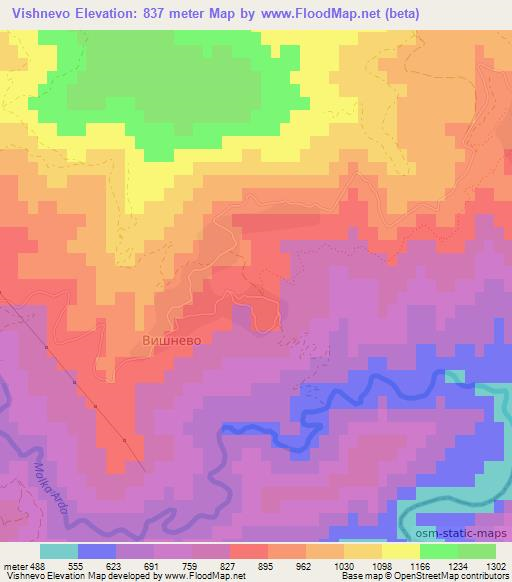 Vishnevo,Bulgaria Elevation Map