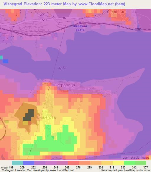 Vishegrad,Bulgaria Elevation Map