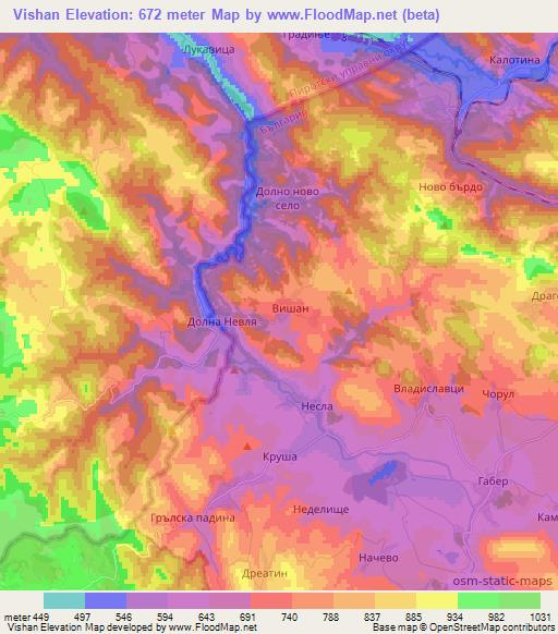 Vishan,Bulgaria Elevation Map