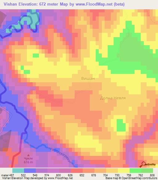 Vishan,Bulgaria Elevation Map