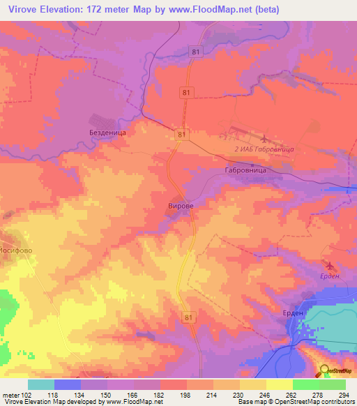 Virove,Bulgaria Elevation Map