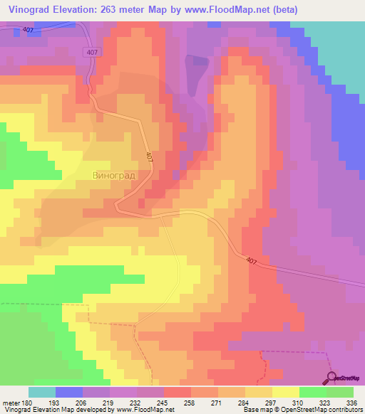 Vinograd,Bulgaria Elevation Map