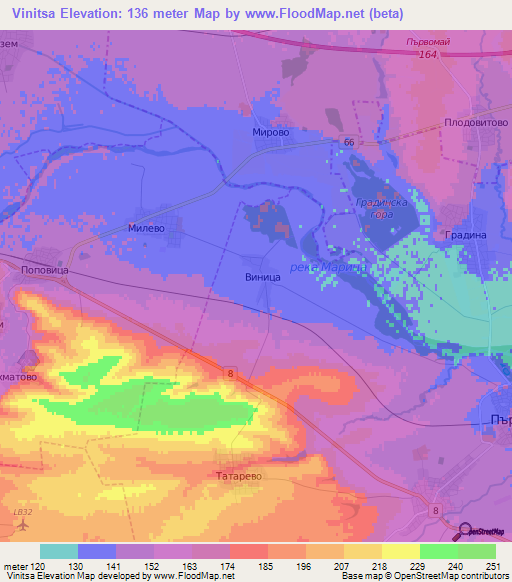 Vinitsa,Bulgaria Elevation Map