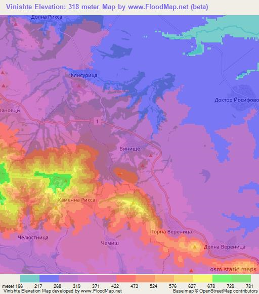 Vinishte,Bulgaria Elevation Map