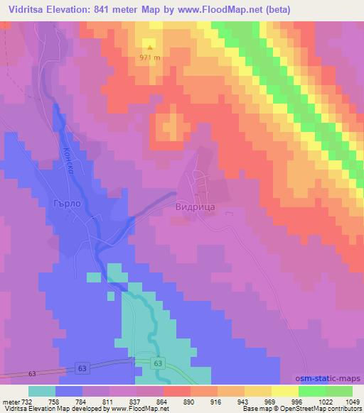 Vidritsa,Bulgaria Elevation Map