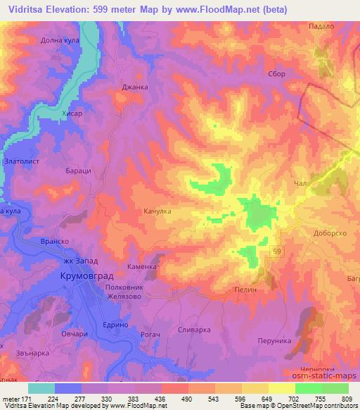 Vidritsa,Bulgaria Elevation Map