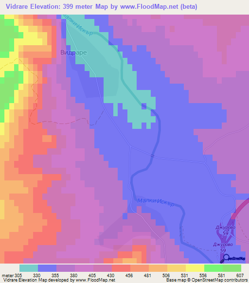 Vidrare,Bulgaria Elevation Map