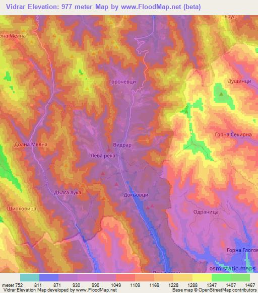 Vidrar,Bulgaria Elevation Map