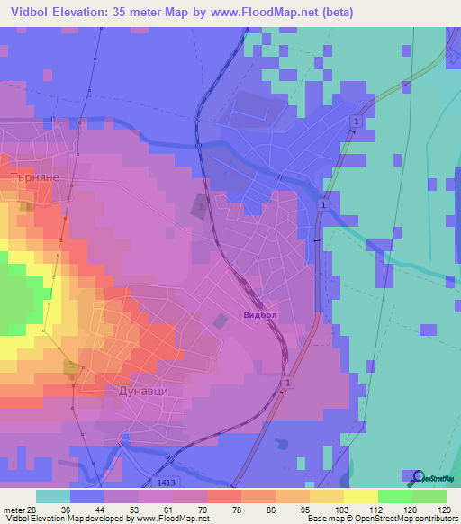 Vidbol,Bulgaria Elevation Map