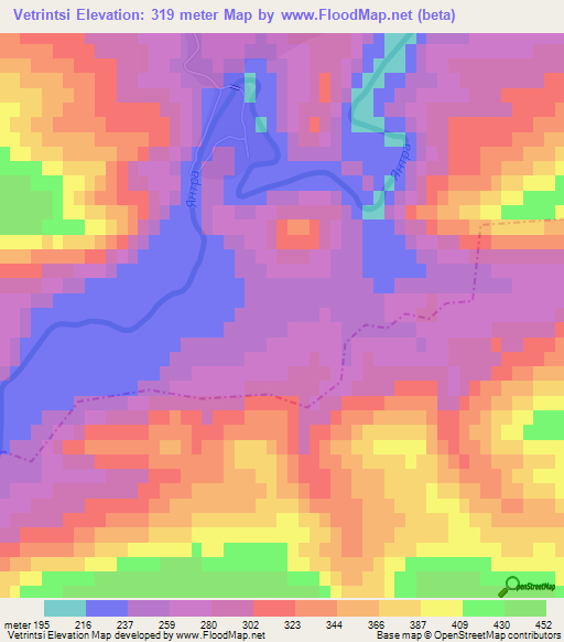 Vetrintsi,Bulgaria Elevation Map