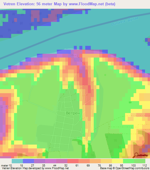 Vetren,Bulgaria Elevation Map