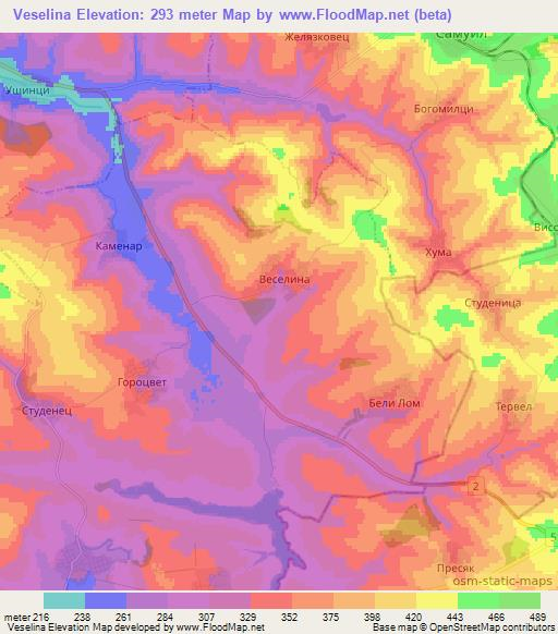 Veselina,Bulgaria Elevation Map