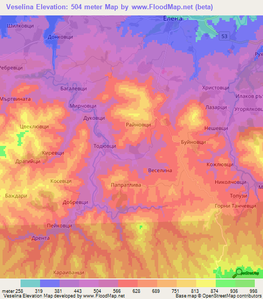 Veselina,Bulgaria Elevation Map