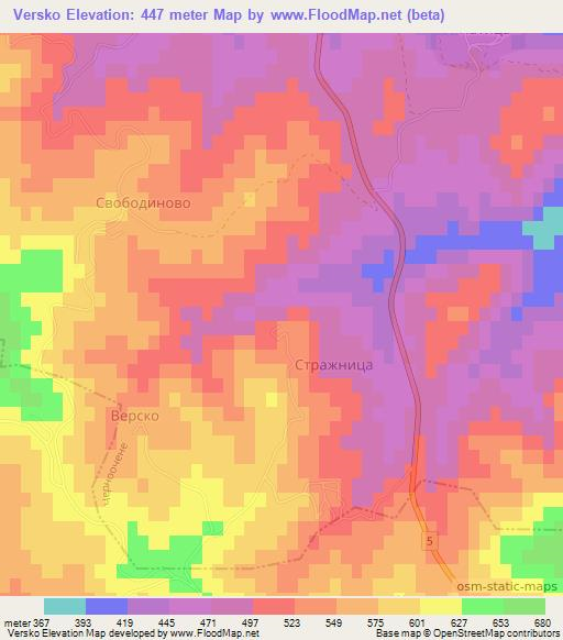 Versko,Bulgaria Elevation Map