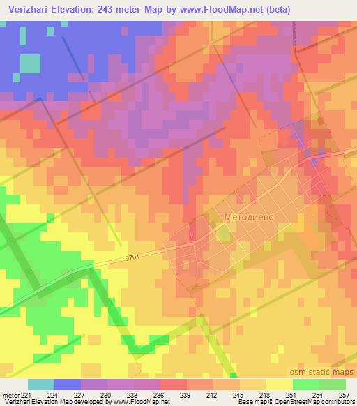 Verizhari,Bulgaria Elevation Map