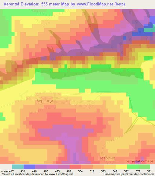 Verentsi,Bulgaria Elevation Map
