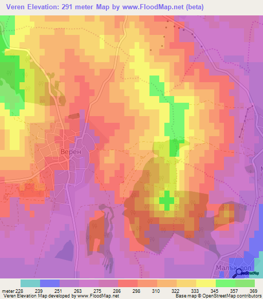 Veren,Bulgaria Elevation Map