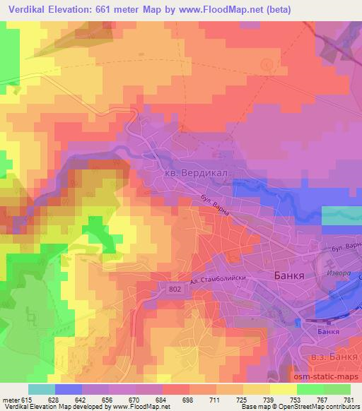 Verdikal,Bulgaria Elevation Map