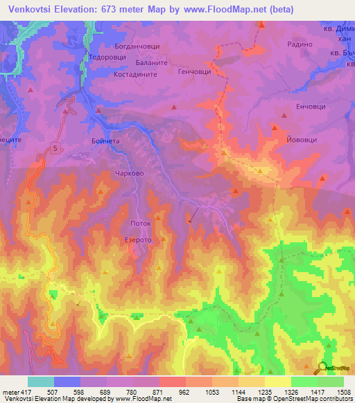 Venkovtsi,Bulgaria Elevation Map