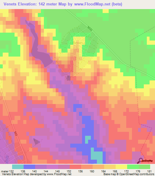 Venets,Bulgaria Elevation Map