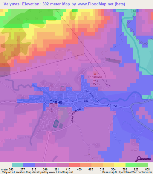 Velyuvtsi,Bulgaria Elevation Map