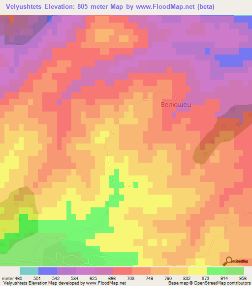 Velyushtets,Bulgaria Elevation Map