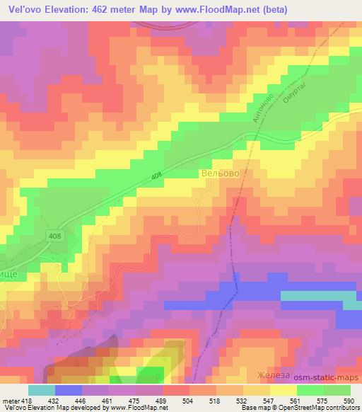 Vel'ovo,Bulgaria Elevation Map