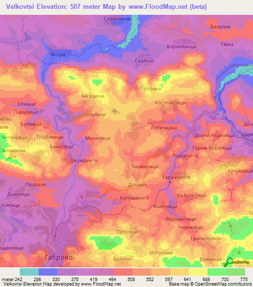 Velkovtsi,Bulgaria Elevation Map