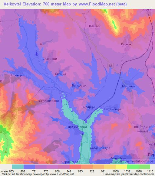 Velkovtsi,Bulgaria Elevation Map