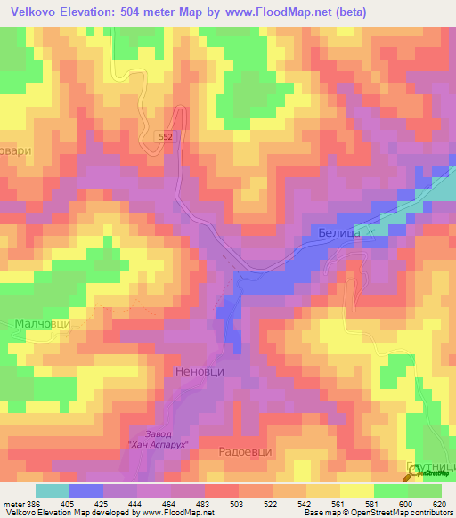 Velkovo,Bulgaria Elevation Map
